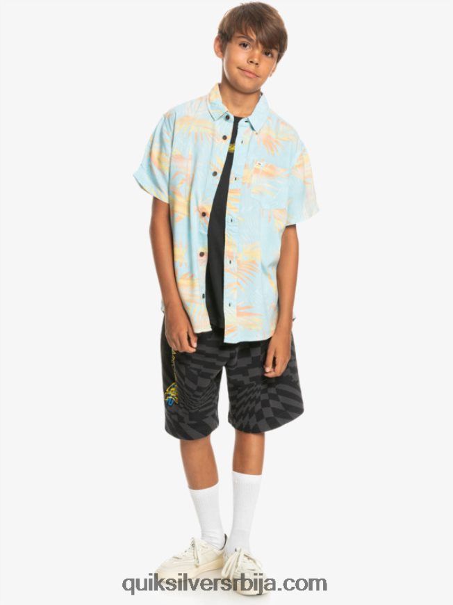 децаци Quiksilver 8-16 подерана кошуља кратких рукава небо плаветнило раздерано Z824VN2197