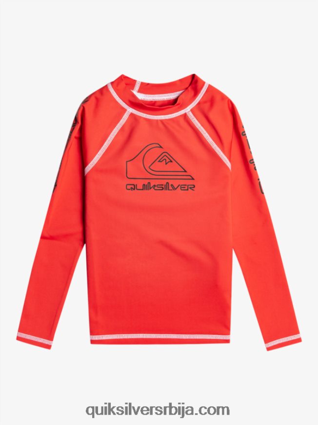 децаци Quiksilver 2-7 на турнеји дуги рукав упф 50 расхгуард високог ризика црвена Z824VN2220