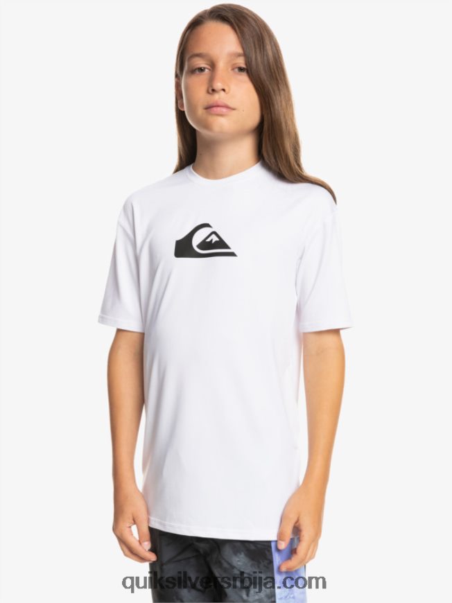 децаци Quiksilver Мајица са кратким рукавима од 8-16 пуне линије упф 50 за сурфовање бео Z824VN2132