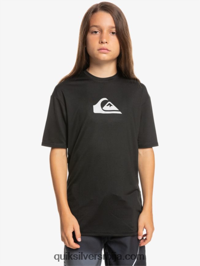 децаци Quiksilver Мајица са кратким рукавима од 8-16 пуне линије упф 50 за сурфовање црн Z824VN2134