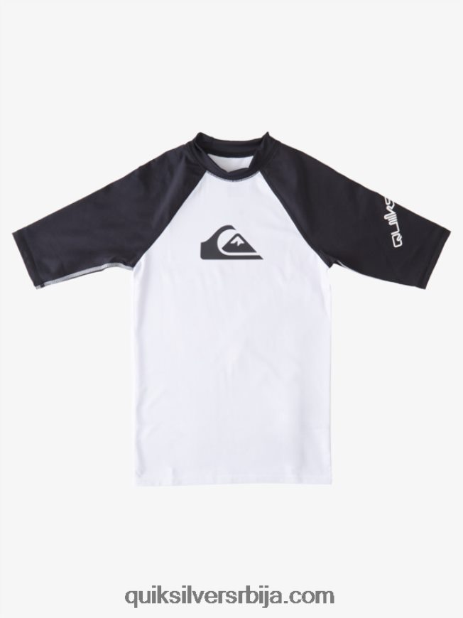децаци Quiksilver 8-16 свих времена кратких рукава упф 50 расхгуард бело црно Z824VN2245