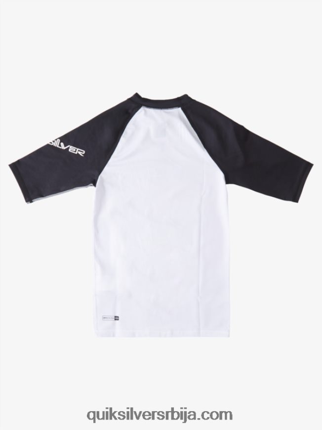 децаци Quiksilver 8-16 свих времена кратких рукава упф 50 расхгуард бело црно Z824VN2245