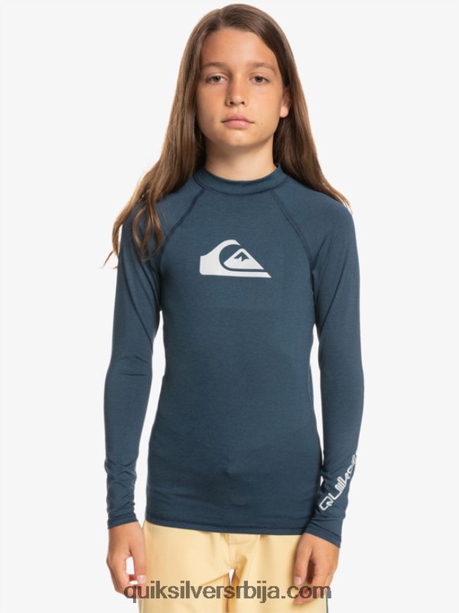 децаци Quiksilver 8-16 све време лс омладинска л/сл мајица за сурфовање морнарски блејзер хеатхер Z824VN2099