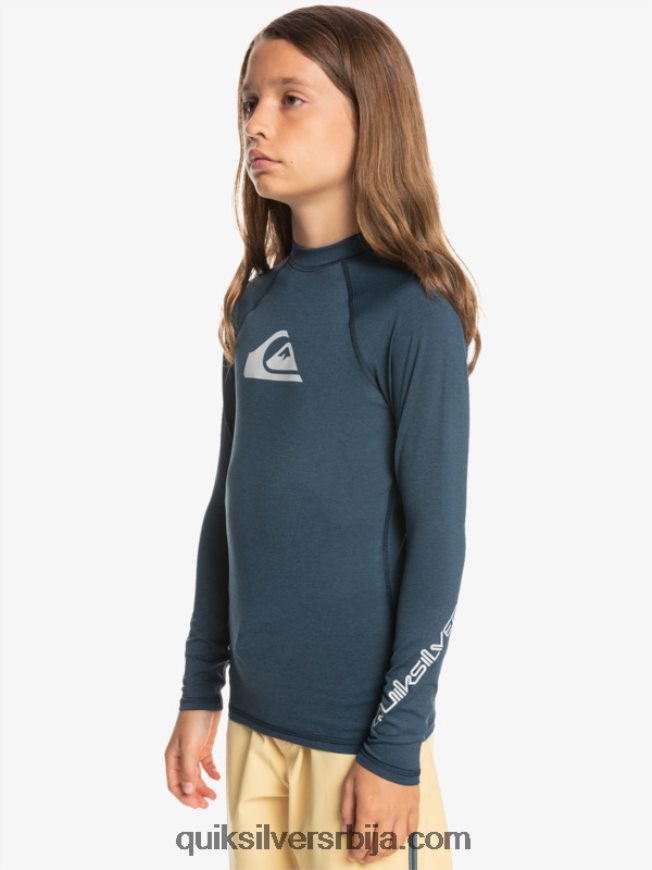 децаци Quiksilver 8-16 све време лс омладинска л/сл мајица за сурфовање морнарски блејзер хеатхер Z824VN2099