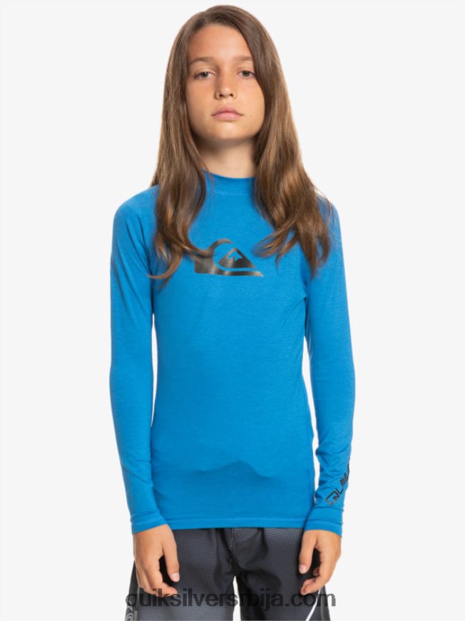 децаци Quiksilver 8-16 све време лс омладинска л/сл мајица за сурфовање сноркел блуе хеатхер Z824VN2100
