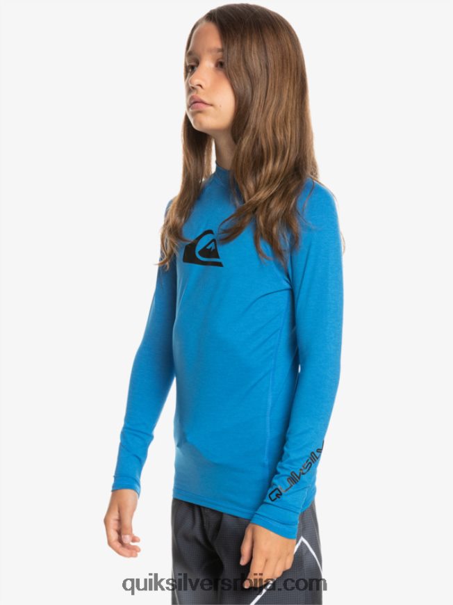 децаци Quiksilver 8-16 све време лс омладинска л/сл мајица за сурфовање сноркел блуе хеатхер Z824VN2100