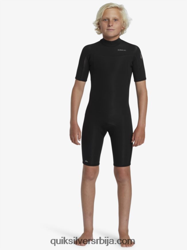 децаци Quiksilver 8-16 2/2мм одело са кратким рукавима са патент затварачем за свакодневне сесије црн Z824VN2040