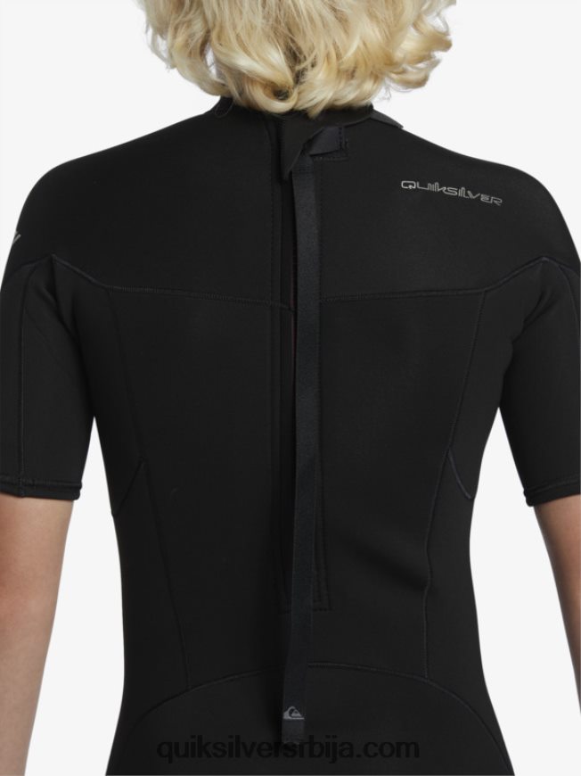 децаци Quiksilver 8-16 2/2мм одело са кратким рукавима са патент затварачем за свакодневне сесије црн Z824VN2040