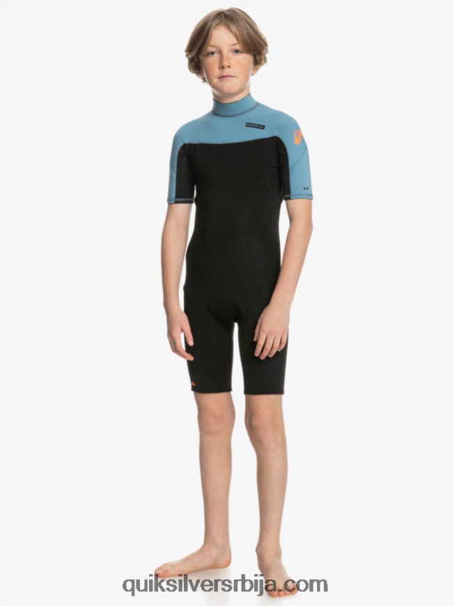 децаци Quiksilver 8-16 2/2мм одело са кратким рукавима са патент затварачем за свакодневне сесије црна/провинцијално плава Z824VN2041