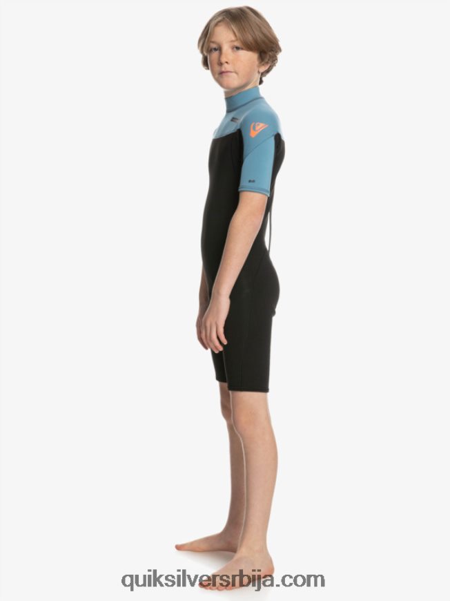 децаци Quiksilver 8-16 2/2мм одело са кратким рукавима са патент затварачем за свакодневне сесије црна/провинцијално плава Z824VN2041