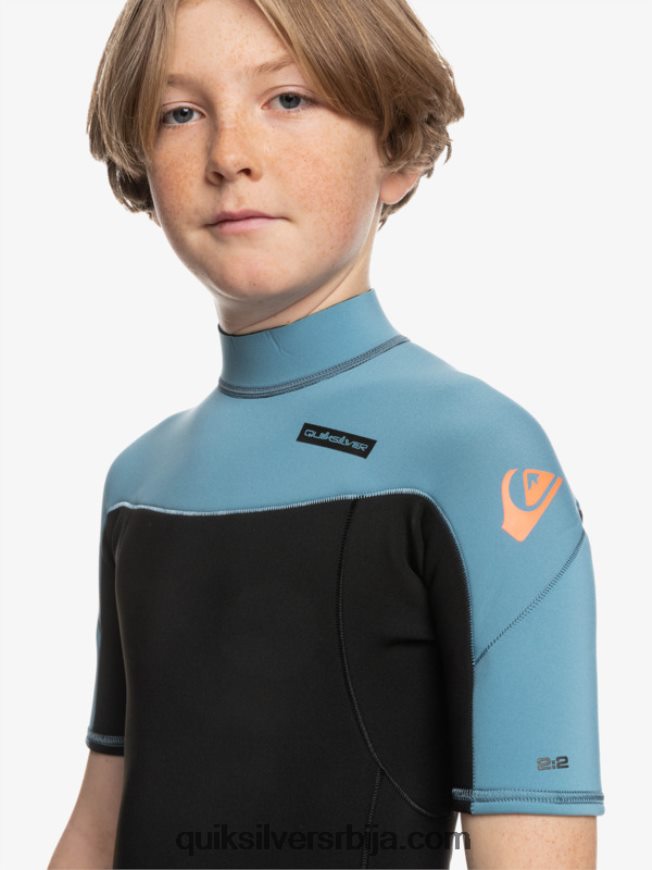 децаци Quiksilver 8-16 2/2мм одело са кратким рукавима са патент затварачем за свакодневне сесије црна/провинцијално плава Z824VN2041