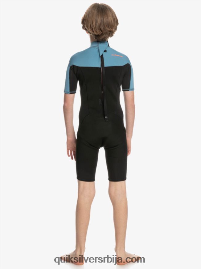децаци Quiksilver 8-16 2/2мм одело са кратким рукавима са патент затварачем за свакодневне сесије црна/провинцијално плава Z824VN2041
