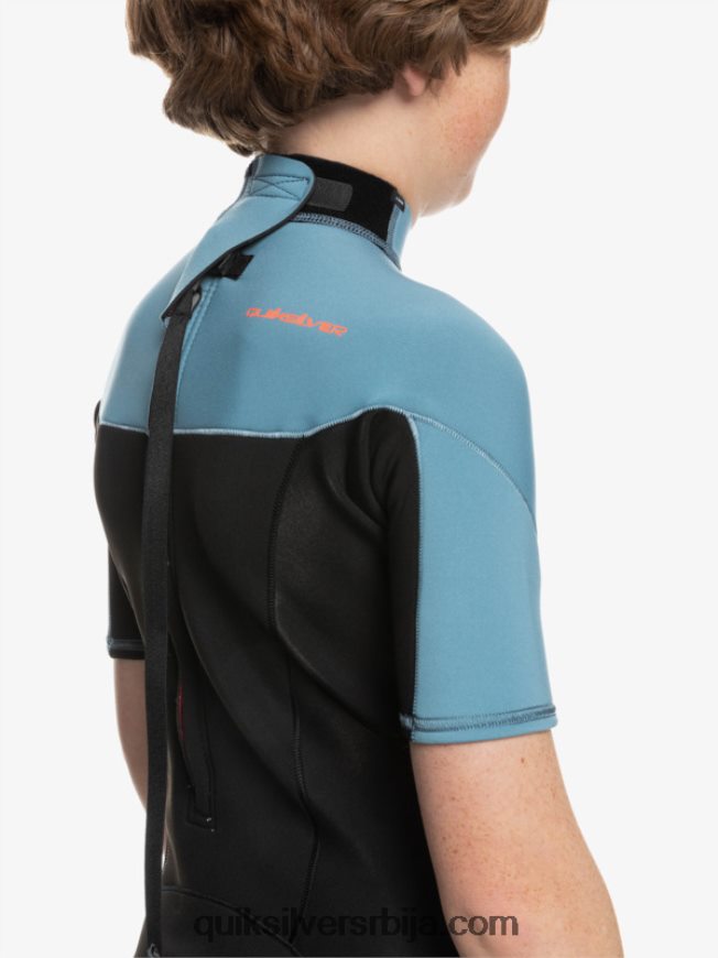 децаци Quiksilver 8-16 2/2мм одело са кратким рукавима са патент затварачем за свакодневне сесије црна/провинцијално плава Z824VN2041