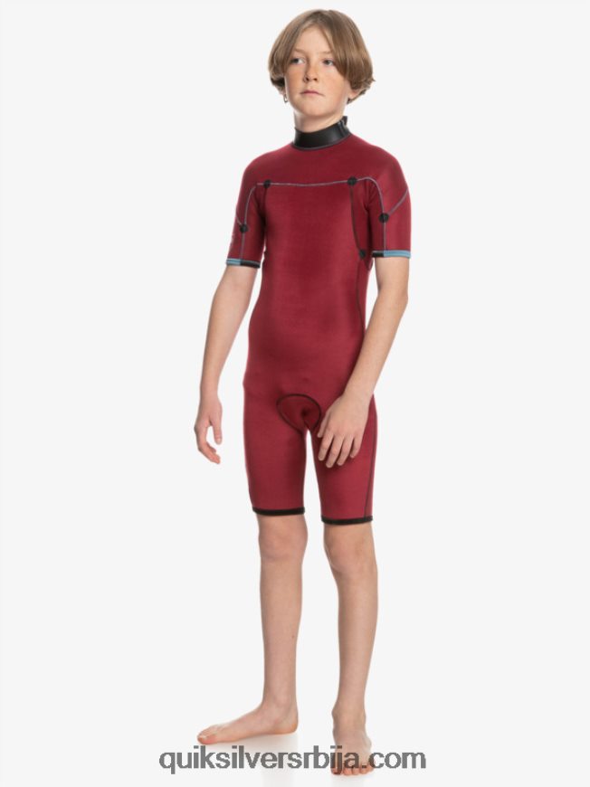 децаци Quiksilver 8-16 2/2мм одело са кратким рукавима са патент затварачем за свакодневне сесије црна/провинцијално плава Z824VN2041