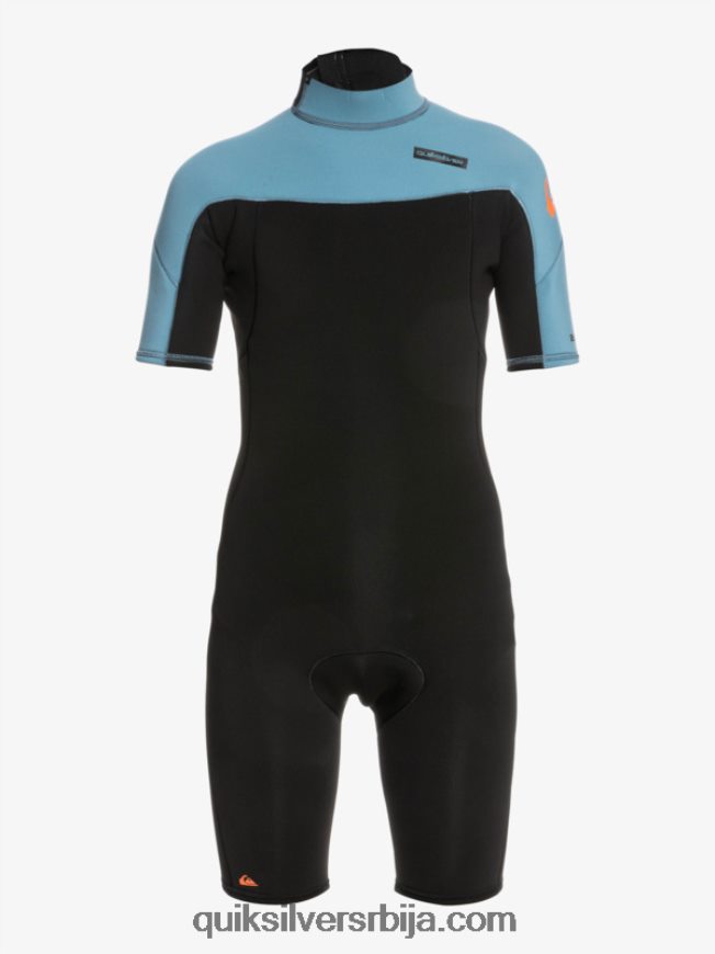 децаци Quiksilver 8-16 2/2мм одело са кратким рукавима са патент затварачем за свакодневне сесије црна/провинцијално плава Z824VN2041
