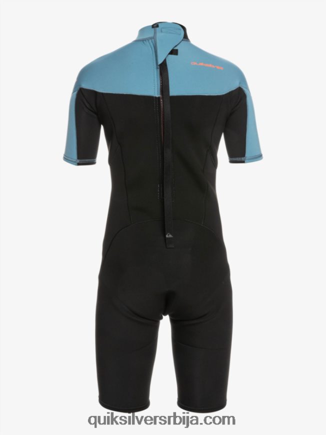 децаци Quiksilver 8-16 2/2мм одело са кратким рукавима са патент затварачем за свакодневне сесије црна/провинцијално плава Z824VN2041
