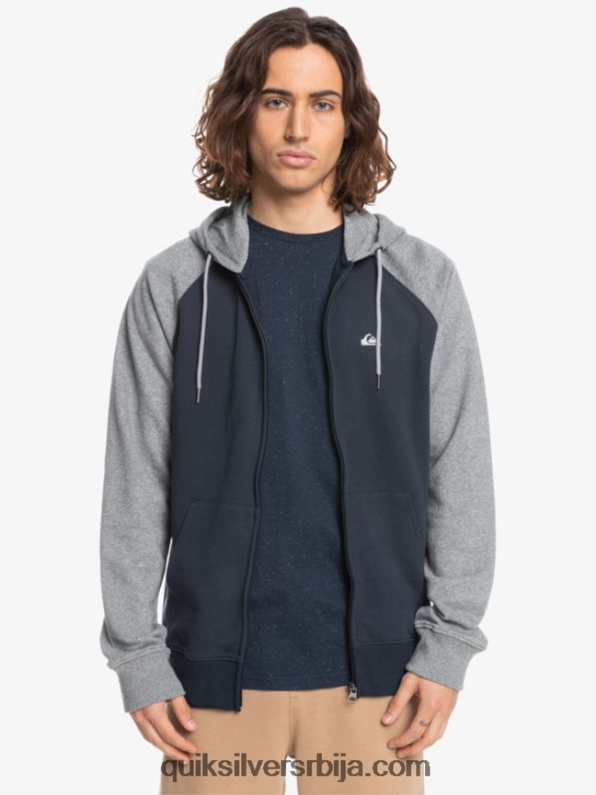 мушкарци Quiksilver есенцијални дуксерице са рајсфершлусом светло сива хеатхер/црна Z824VN1514