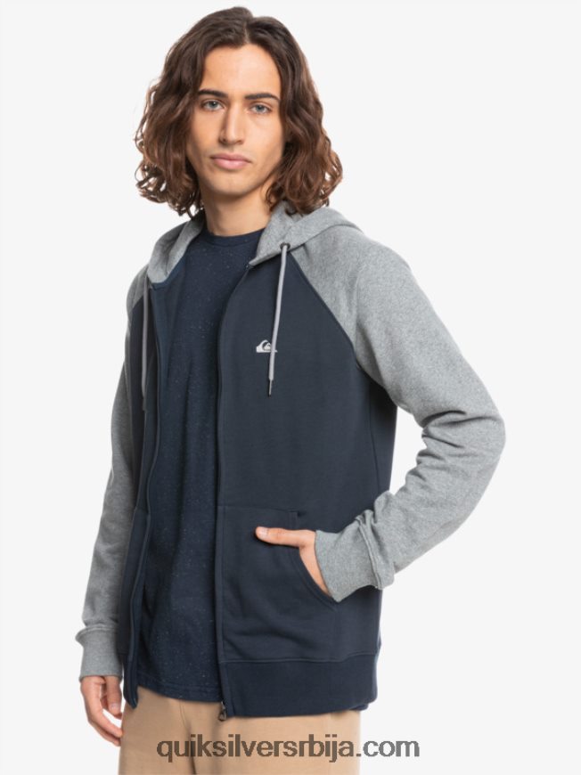 мушкарци Quiksilver есенцијални дуксерице са рајсфершлусом светло сива хеатхер/црна Z824VN1514