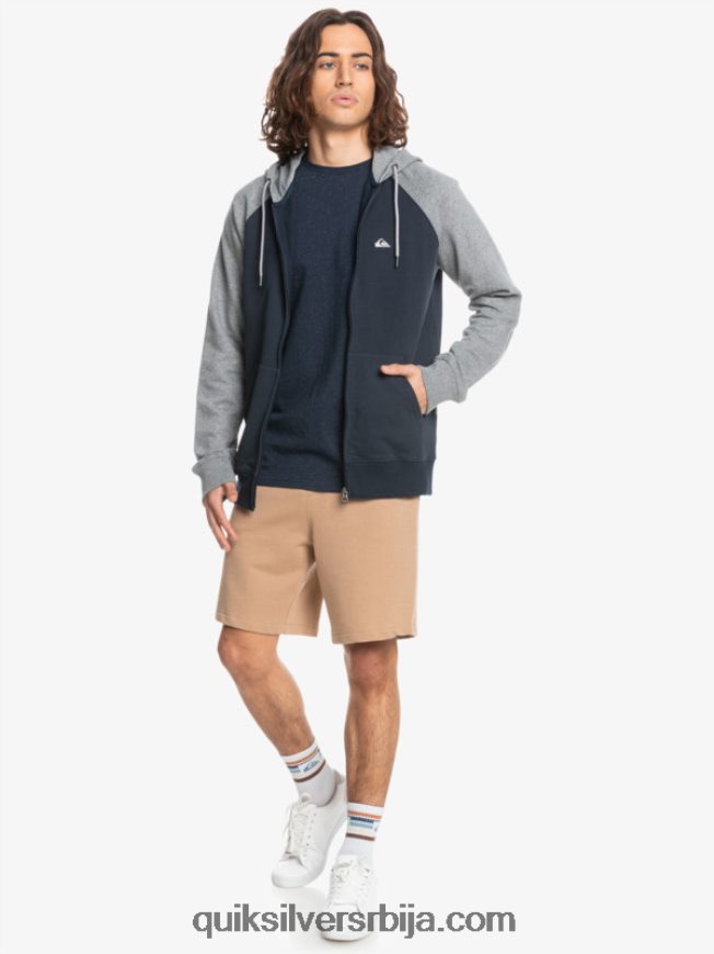 мушкарци Quiksilver есенцијални дуксерице са рајсфершлусом светло сива хеатхер/црна Z824VN1514