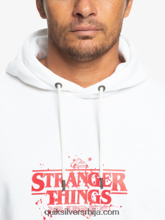 мушкарци Quiksilver x Stranger ствари са капуљачом са званичним логом бео Z824VN1807
