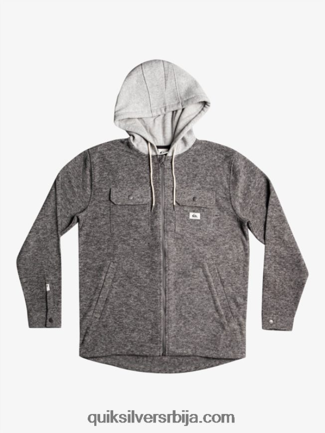 мушкарци Quiksilver супер јакна од флиса са капуљачом на патент затварач тамно сиви вријесак Z824VN1472
