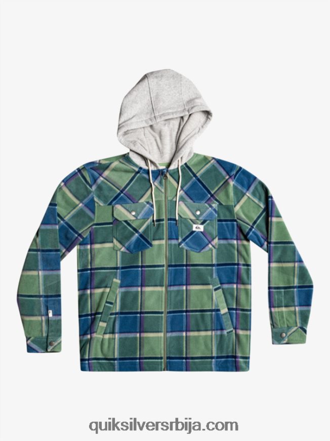 мушкарци Quiksilver супер јакна од флиса са капуљачом на патент затварач провансалски плави фланел кариран Z824VN1473
