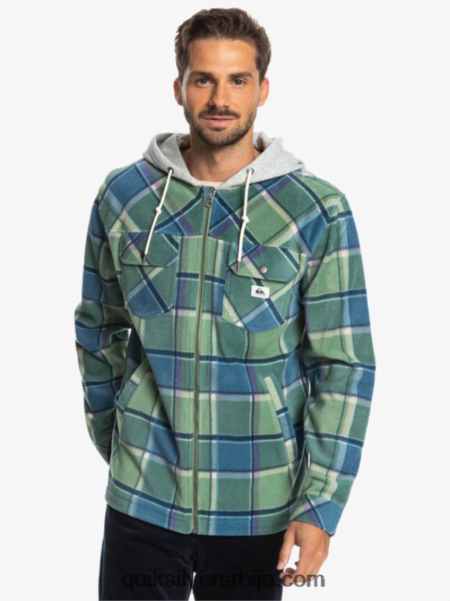 мушкарци Quiksilver супер јакна од флиса са капуљачом на патент затварач провансалски плави фланел кариран Z824VN1473
