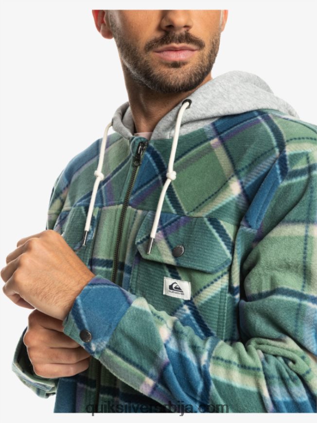 мушкарци Quiksilver супер јакна од флиса са капуљачом на патент затварач провансалски плави фланел кариран Z824VN1473