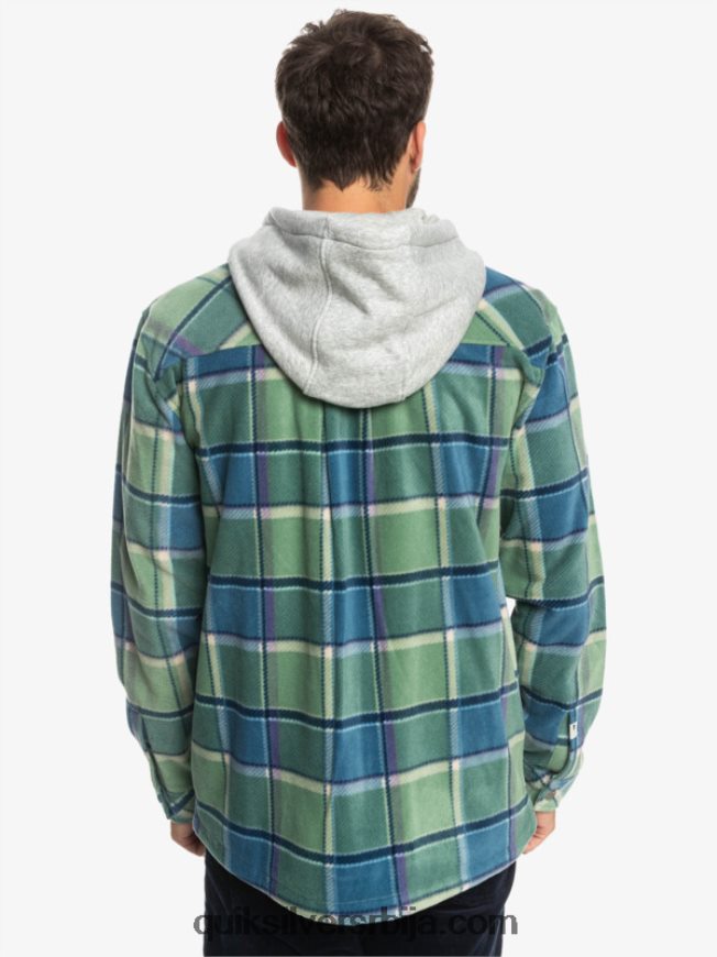 мушкарци Quiksilver супер јакна од флиса са капуљачом на патент затварач провансалски плави фланел кариран Z824VN1473