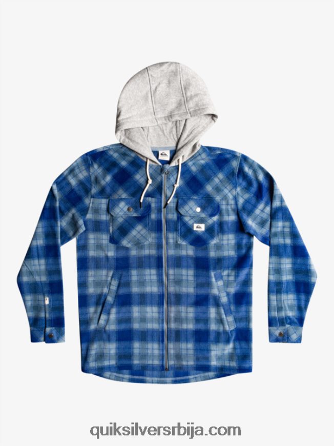 мушкарци Quiksilver супер јакна од флиса са капуљачом на патент затварач содалит плави супер плаид Z824VN1475