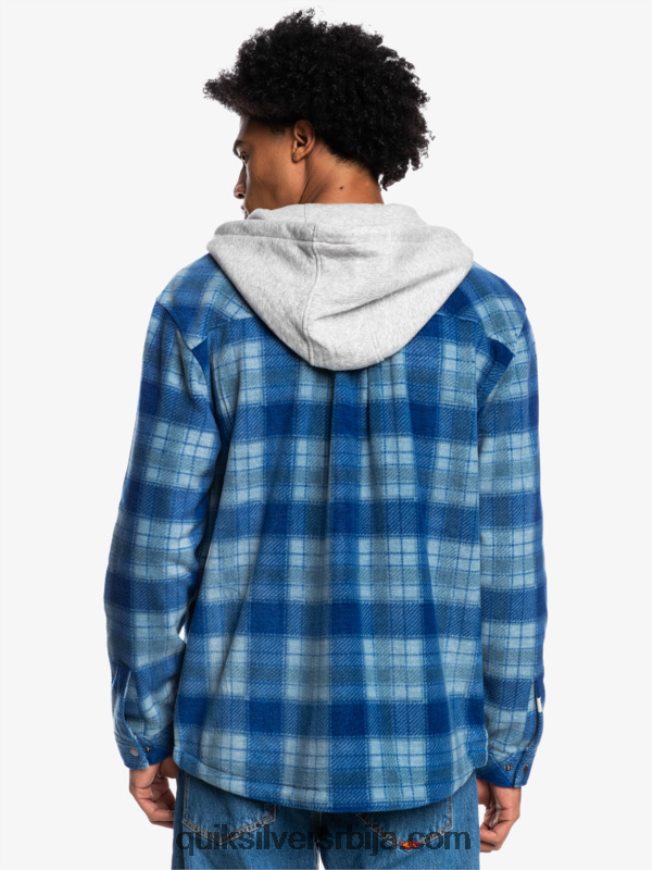 мушкарци Quiksilver супер јакна од флиса са капуљачом на патент затварач содалит плави супер плаид Z824VN1475