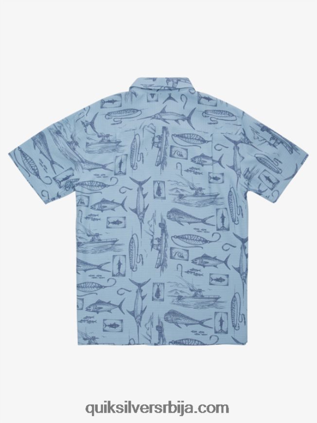 мушкарци Quiksilver Ватерман слацк лине кошуља кратких рукава сумрачно плава опуштена линија Z824VN1218