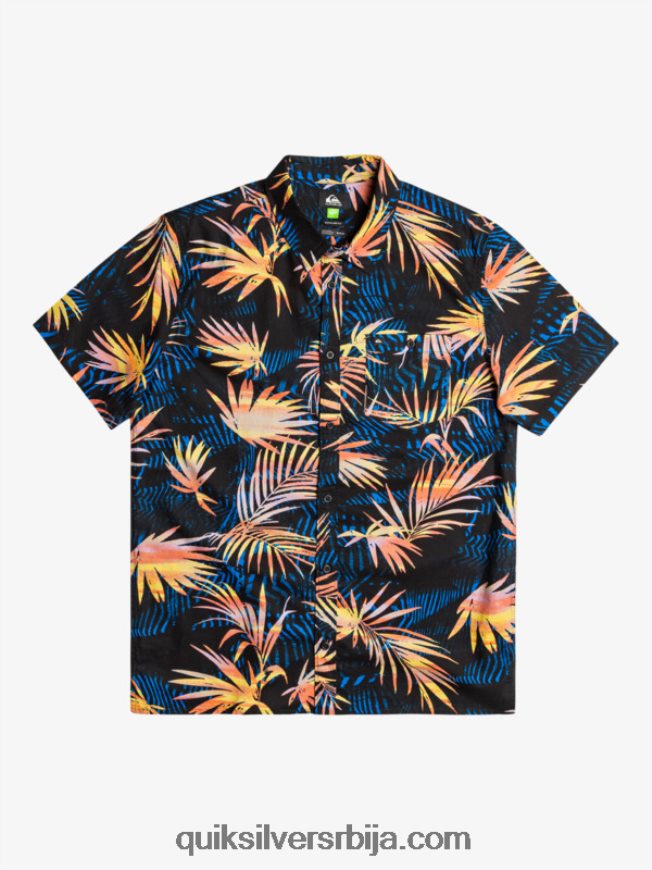 мушкарци Quiksilver подерана памучна кошуља кратких рукава блацк риппедуп Z824VN1239