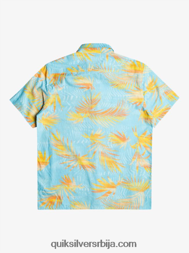 мушкарци Quiksilver подерана памучна кошуља кратких рукава небо плаветнило раздерано Z824VN1240