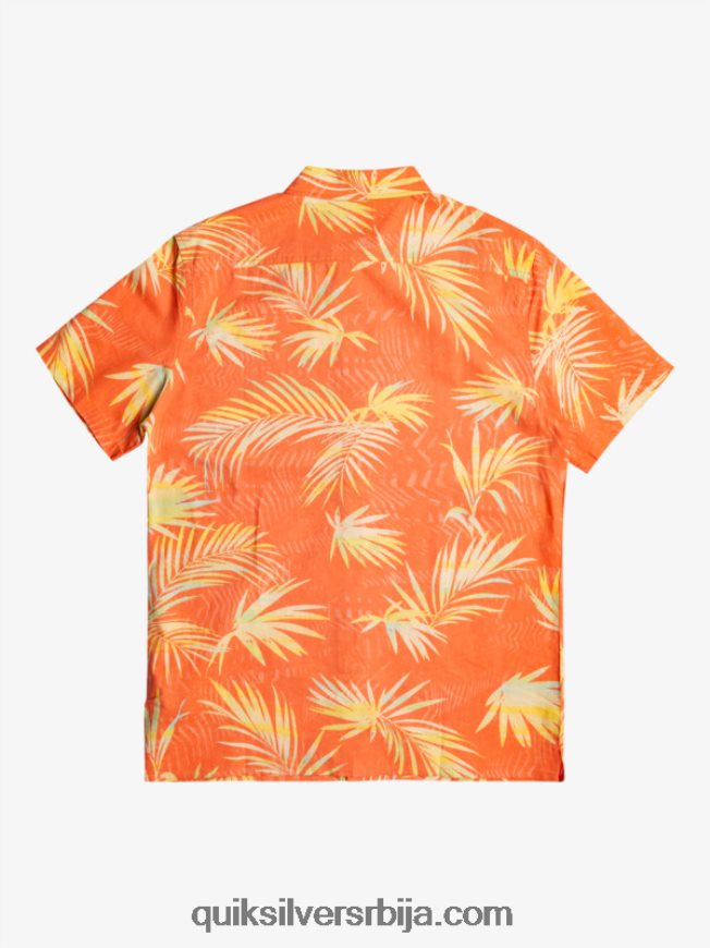 мушкарци Quiksilver подерана памучна кошуља кратких рукава свеж лосос исцепан Z824VN1241