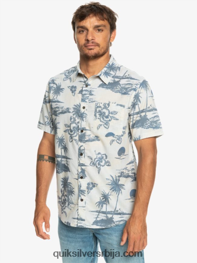 мушкарци Quiksilver аирфлов памучна кошуља кратких рукава бреза струјање ваздуха Z824VN1368