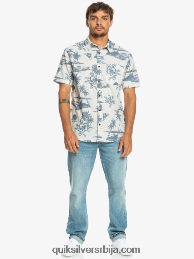мушкарци Quiksilver аирфлов памучна кошуља кратких рукава бреза струјање ваздуха Z824VN1368