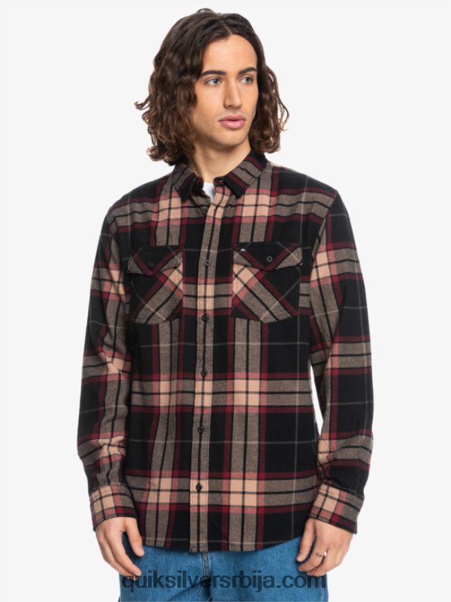 мушкарци Quiksilver липа растезљива фланелска кошуља дугих рукава црна липа прућа Z824VN1428