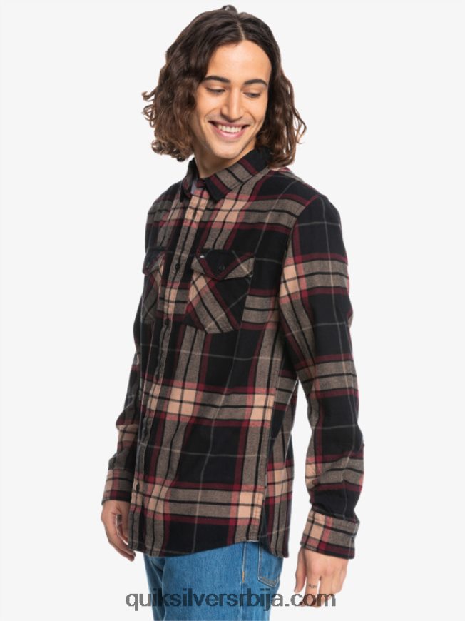 мушкарци Quiksilver липа растезљива фланелска кошуља дугих рукава црна липа прућа Z824VN1428