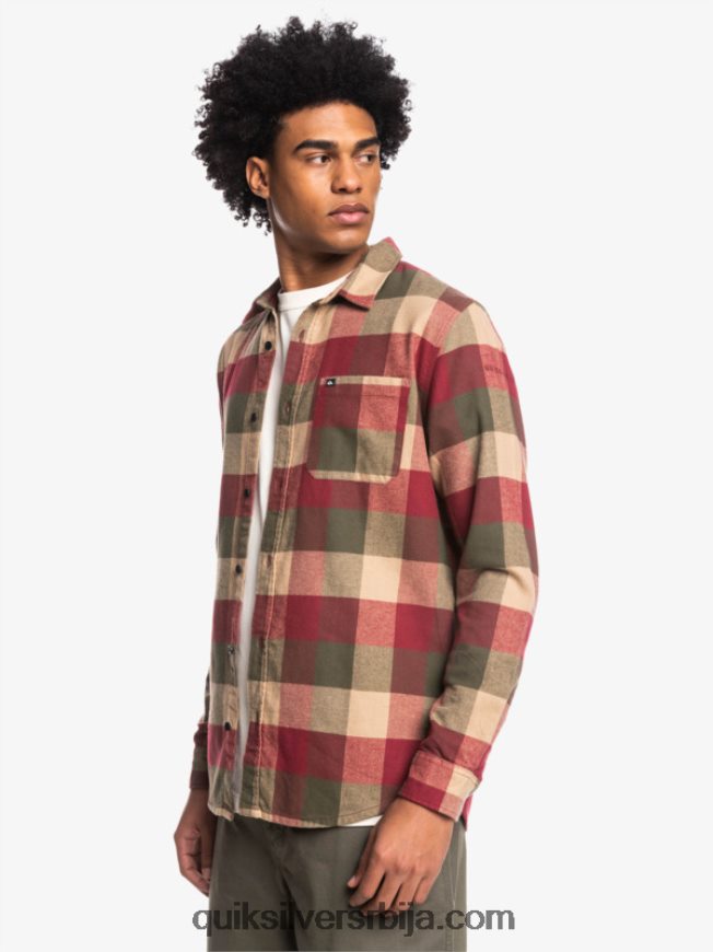мушкарци Quiksilver фланел кошуља дугих рукава мајка рубин вина матица Z824VN1571
