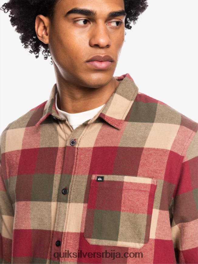 мушкарци Quiksilver фланел кошуља дугих рукава мајка рубин вина матица Z824VN1571