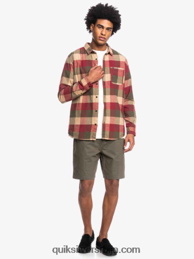 мушкарци Quiksilver фланел кошуља дугих рукава мајка рубин вина матица Z824VN1571