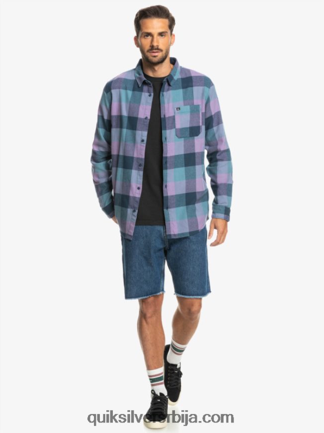 мушкарци Quiksilver фланел кошуља дугих рукава мајка инсигнија плава матица Z824VN1572