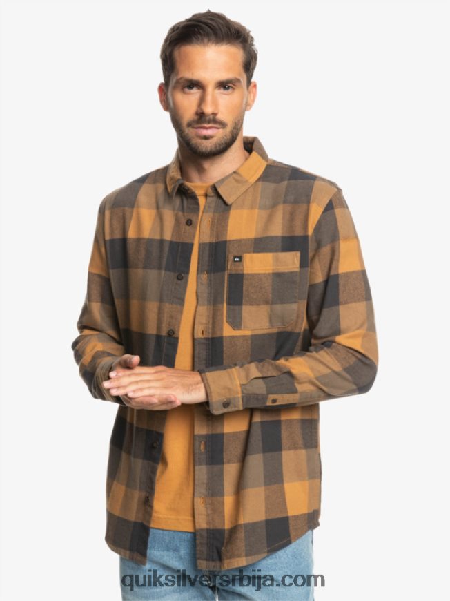 мушкарци Quiksilver фланел кошуља дугих рукава мајка смеђа шећерна матица Z824VN1574