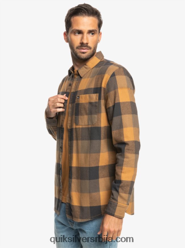 мушкарци Quiksilver фланел кошуља дугих рукава мајка смеђа шећерна матица Z824VN1574