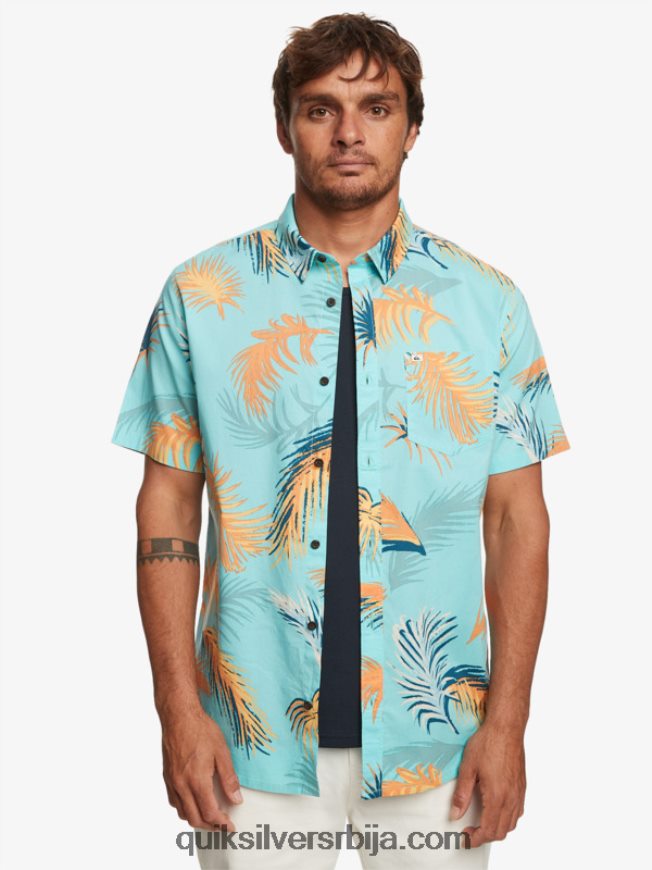 мушкарци Quiksilver Тропицал глитцх кошуља кратких рукава анђео плава тропска грешка Z824VN552