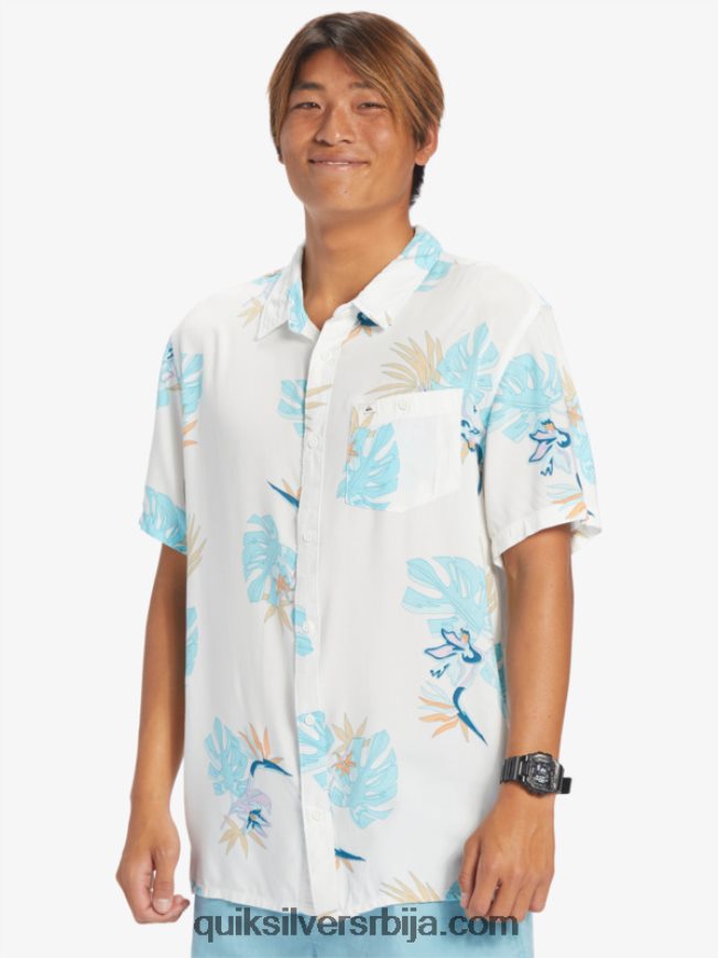 мушкарци Quiksilver цветна кошуља кратких рукава снежно бели цветни сс Z824VN650