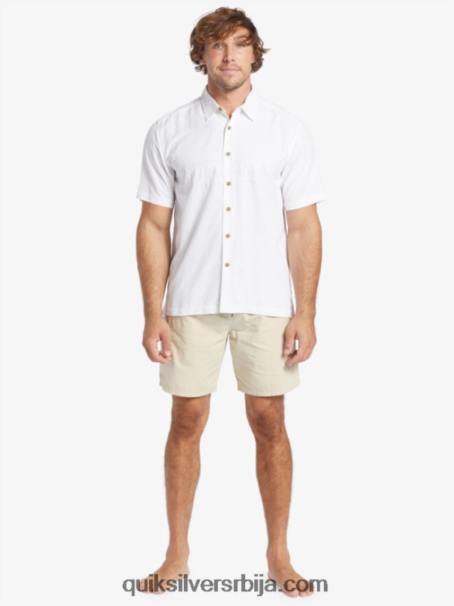 мушкарци Quiksilver Ватерман Тахити палмс врхунска кошуља против бора бео Z824VN867