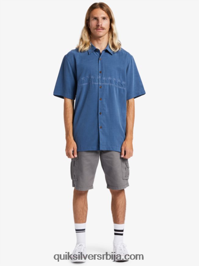 мушкарци Quiksilver Ватерман Тахити палмс врхунска кошуља против бора заставник плави Z824VN872