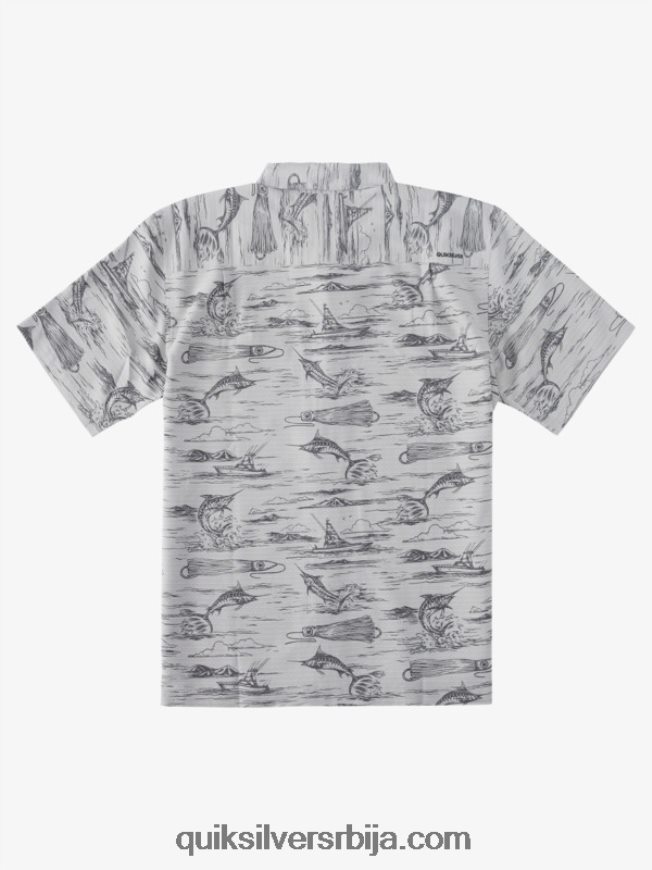 мушкарци Quiksilver ватерман марлин јиг хавајска кошуља црни марлин јиг Z824VN901